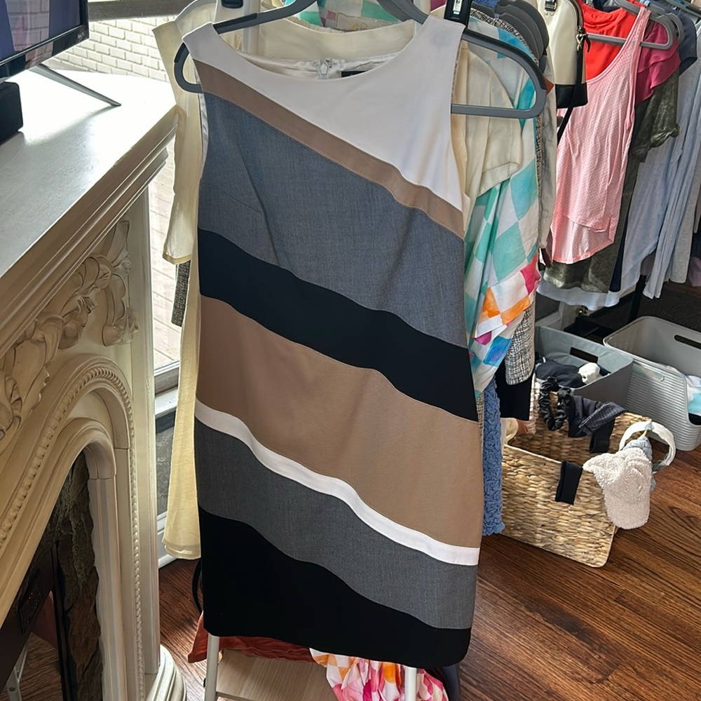 White House Black Market neutral tank shift dress